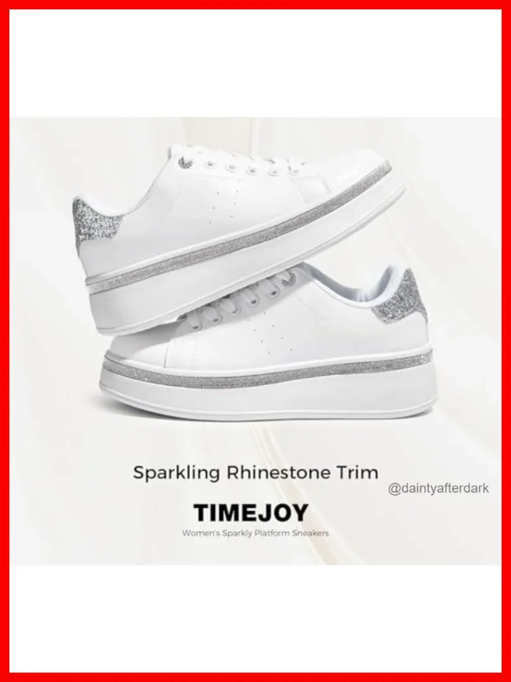 Glitter Platform Sneakers Women's Low Top Lace Up Anti-Slip Streetwear